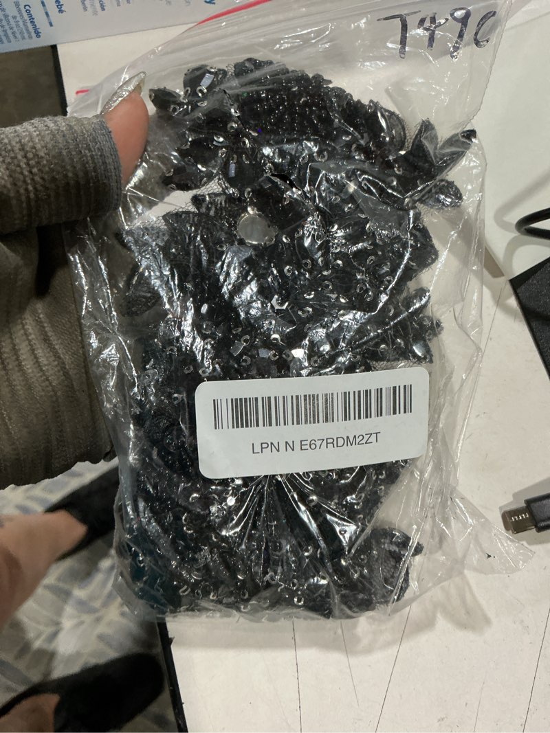 Condition photo showing Good Condition for handmade shining rhinestones lace applique patches sewing beads sequins stone trim accessories for wedding dress 1 pair/bag 11x4.3inches (black)