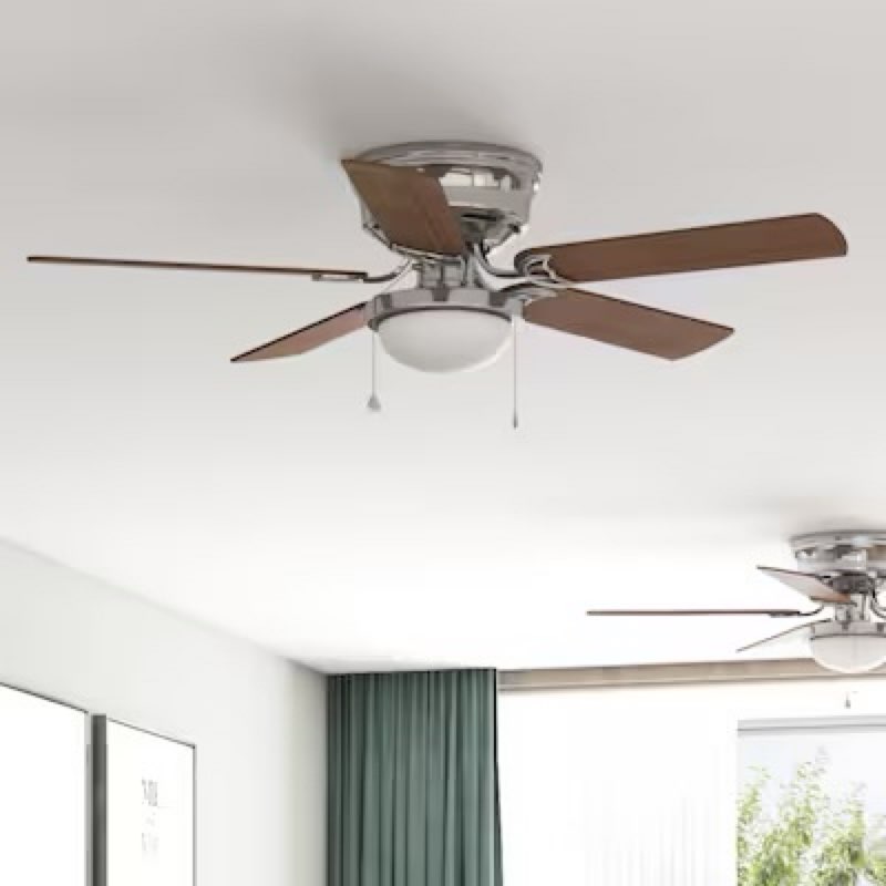 Harbor Breeze Armitage 52-in Brushed Nickel with Toffee/cocoa Blades Flush Mount Ceiling
