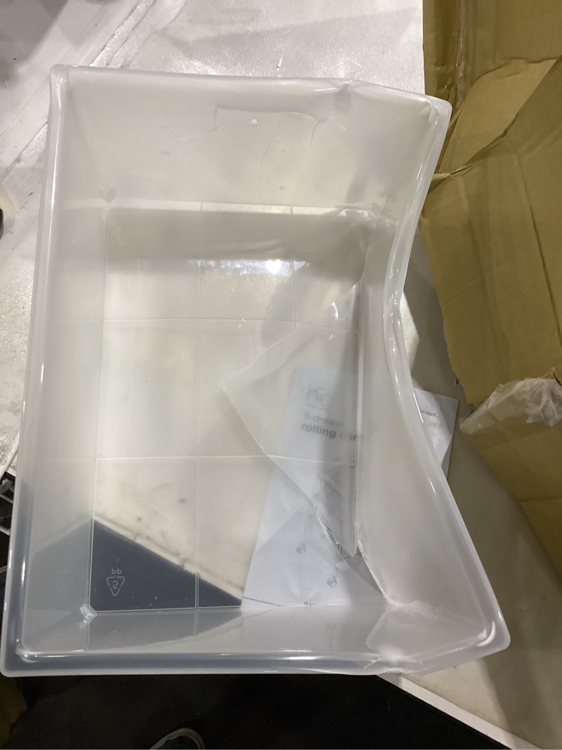 Condition photo showing As Is for Honey-Can-Do 3-Drawer Plastic Storage Cart on Wheels,Silver