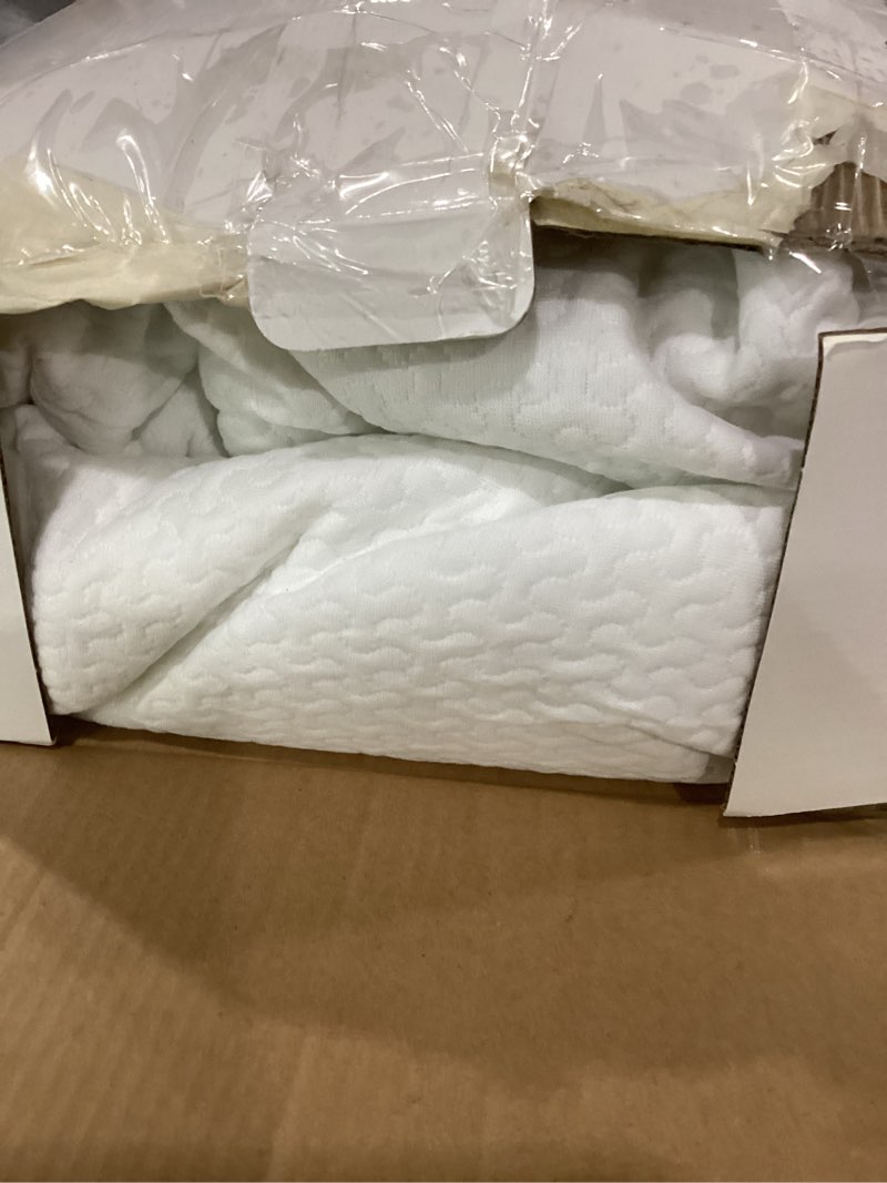 Condition photo showing As Is for sealy heated mattress pad queen size, zone heating electric bed warmer with deep pocket, 10 heat setting dual controller & 1-12 hours auto shut off, knitted breathable heated mattress cover, white queen dot quilted