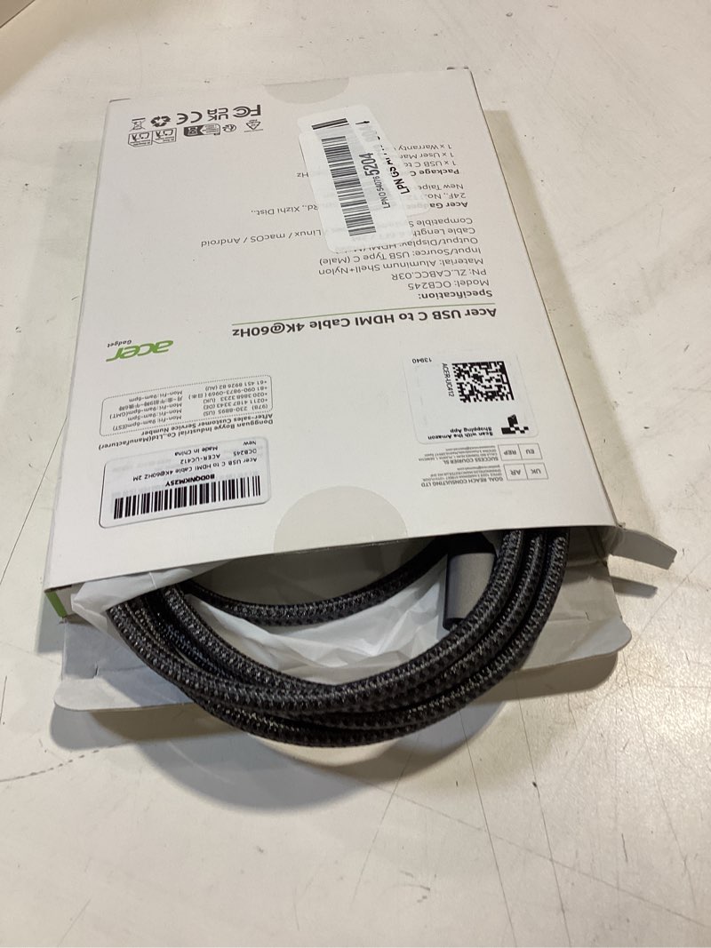 Condition photo showing Good Condition for acer usb c to hdmi cable for home office 6.6ft (4k@60hz), thunderbolt 4/3 compatible, high-speed type c to hdmi 2.0 braided cord for macbook neo, iphone 17/16 pro/max, ipad pro, galaxy s25, surface