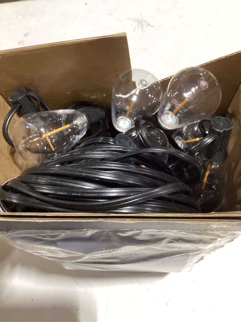 Condition photo showing Good Condition for ollny outdoor string lights 66ft, shatterproof connectable patio lights with 25 st38 edison led bulbs, 2200k warm white waterproof outside hanging lights for backyard, gazebo, porch, balcony, bistro