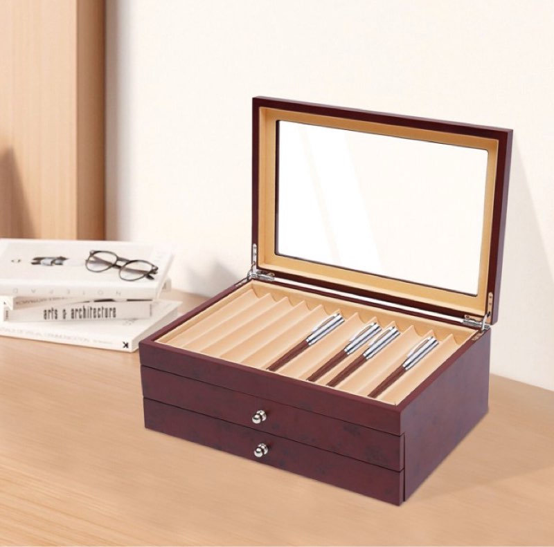 3-tier Design and 34 Separate Compartments Pen Display Box, Pen Collection Box, Pen Storage Box for Storing Many Different Types of Pens