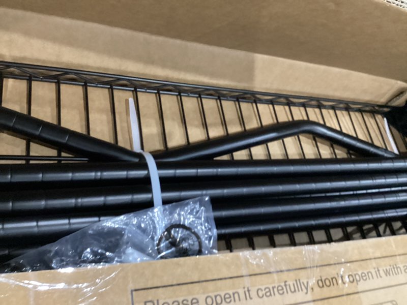 Condition photo showing Good Condition for U16 Upgraded Washer Dryer Stacking Rack for Narrow Laundry Room and Bathroom, Metal Over Washer and Dryer Storage Shelves for Saving Space, 29.5" W x 23.6" D x 53.1" H, Black