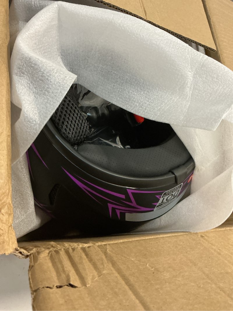 Condition photo showing New/Like New for youth kids motocross helmet motorcycle dirt bike off-road mountain bike bmx mx atv helmet with(gloves goggles mask) 4pcs set - dot approved(purple,m) purple medium