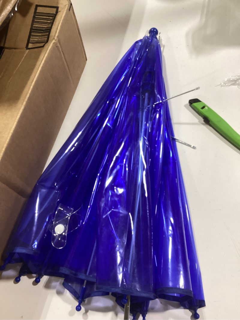 Condition photo showing As Is for totes kids lightweight dome canopy bubble umbrella with wind and rain protection 38" canopy blue