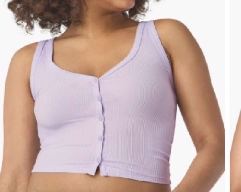 florence by mills Womens Sweet Solstice Ribbed Button Down Tank Purple Haze Large