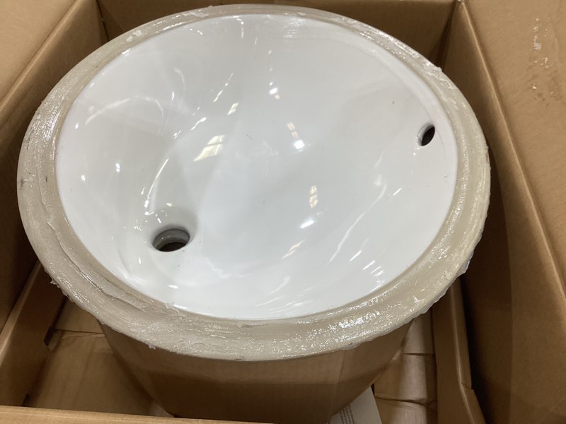 Condition photo showing As Is for aquasource white undermount oval bathroom sink with overflow drain (19.2-in x 16.3-in)