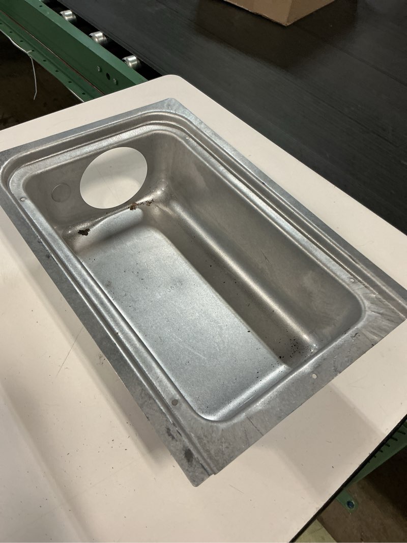Condition photo showing As Is for imperial 11.75-in x 20.125-in aluminum dryer vent box
