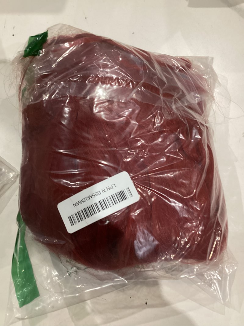 Condition photo showing As Is for colorful queen 99j burgundy wig glueless long wavy synthetic red wigs for women 26 inch curly wig put on and go wine red colored wigs for cosplay daily use 26 inch burgundy