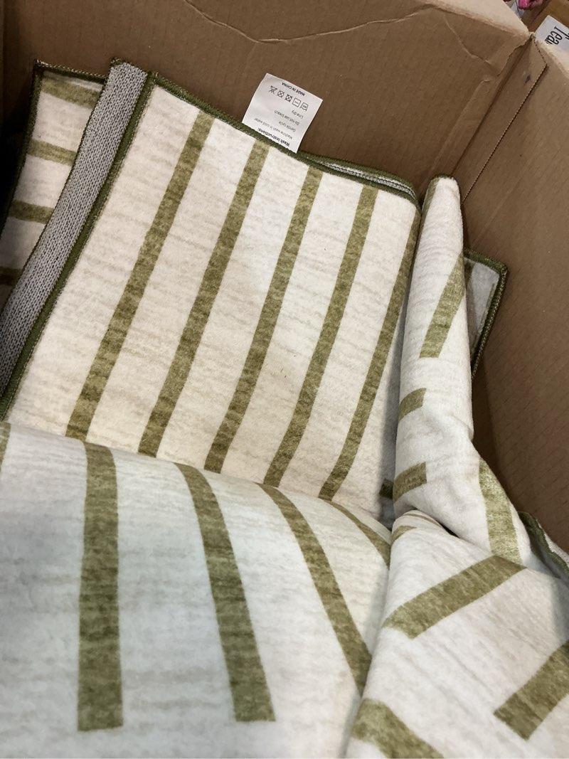 Condition photo showing Good Condition for royhome washable rug 6x9 area rugs for living room, abstract rug for bedroom, soft rainbow non slip throw rugs with rubber back, low pile stain resistant boho geometric carpet for dining room, green green 6' x 9' (rectangular)
