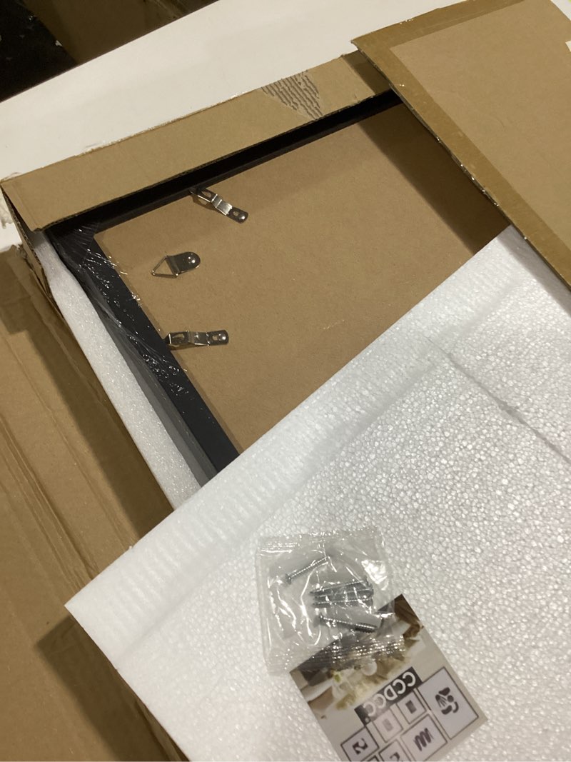 Condition photo showing Good Condition for 20x24 Picture Frame Set of 2, 20 x 24 Wood Poster Frames with Mat for 16x20, Wooden Photo Frames with Tempered Glass Cover for Wall Display,Black Black 20x24-2Pack