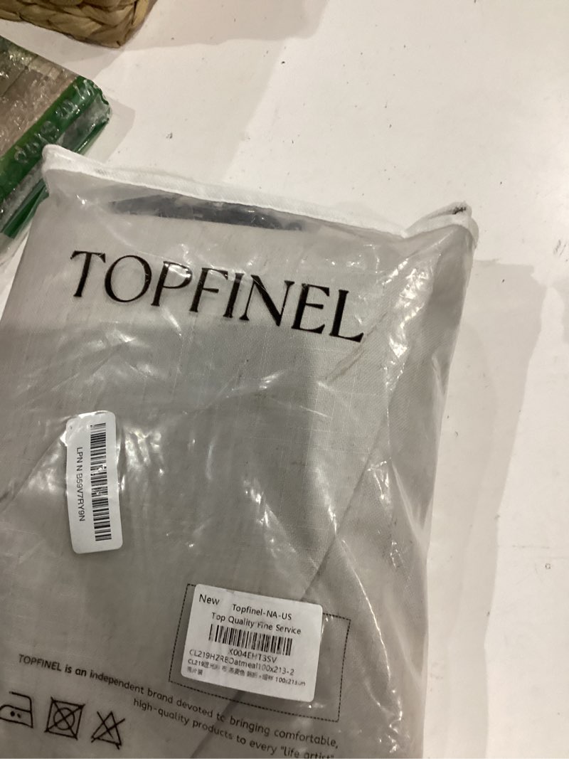 Condition photo showing Good Condition for Topfinel 100% Blackout Natural Linen Pinch Pleated Curtains for Living Room, 90 Inch Length 2 Panels Set Linen Textured Thermal Insulated Drapes, Versatile Natural White Farmhouse Panels, 40" W*90" L Pinch Pleat Natural 40"W x 90"L (Pack of 2)