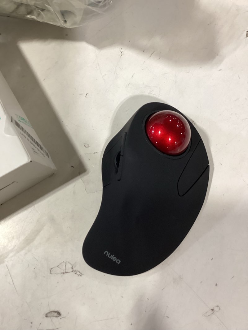 Condition photo showing Good Condition for nulea wireless ergonomic trackball mouse, rechargeable, bluetooth rollerball mouse, 44mm index finger trackball, 5 adjustable dpi, compatible with pc, laptop, mac a-red