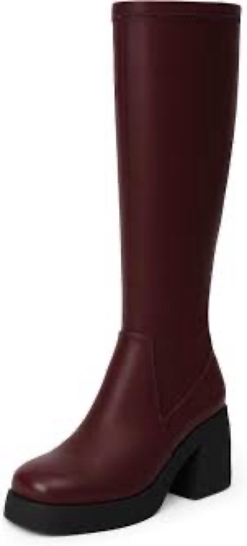 ZJA Knee High Boots Square Toe Boots Low Heel Flat Long Boots for Women Dress Chunky Comfortable Tal, size 8.5