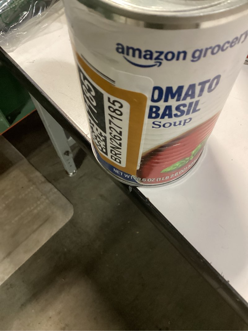 Condition photo showing New/Like New for Amazon Grocery, Tomato Basil Soup, 18.6 Oz best by 07/27