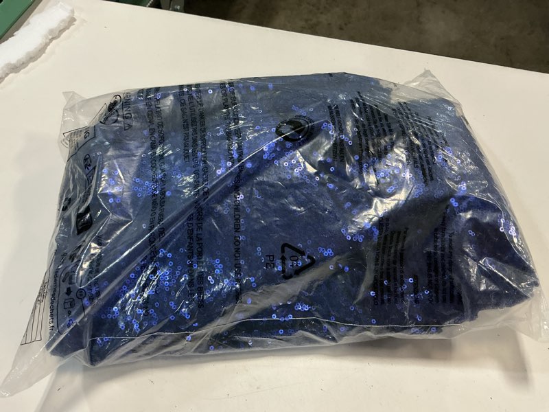 Condition photo showing Good Condition for navy blue sequin table runner 12" x 108" pack of 6 sequin table cloth runner glitter table runner for party decor glitter party supplies fabric for baby shower event table decor 12" x 108" - 6pcs navy blue