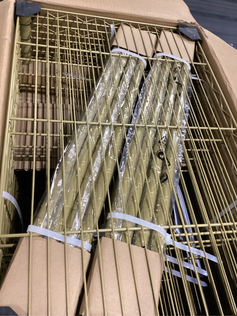 Condition photo showing Good Condition for xiofio 6 tiers heavy duty garment rack,clothing storage organizer, metal clothing rack,clothing rack with hanging rod,adjustable shelf and fixed baskets,60.7"l x 15.7"w x 70.5"h max load 720lbs,gold