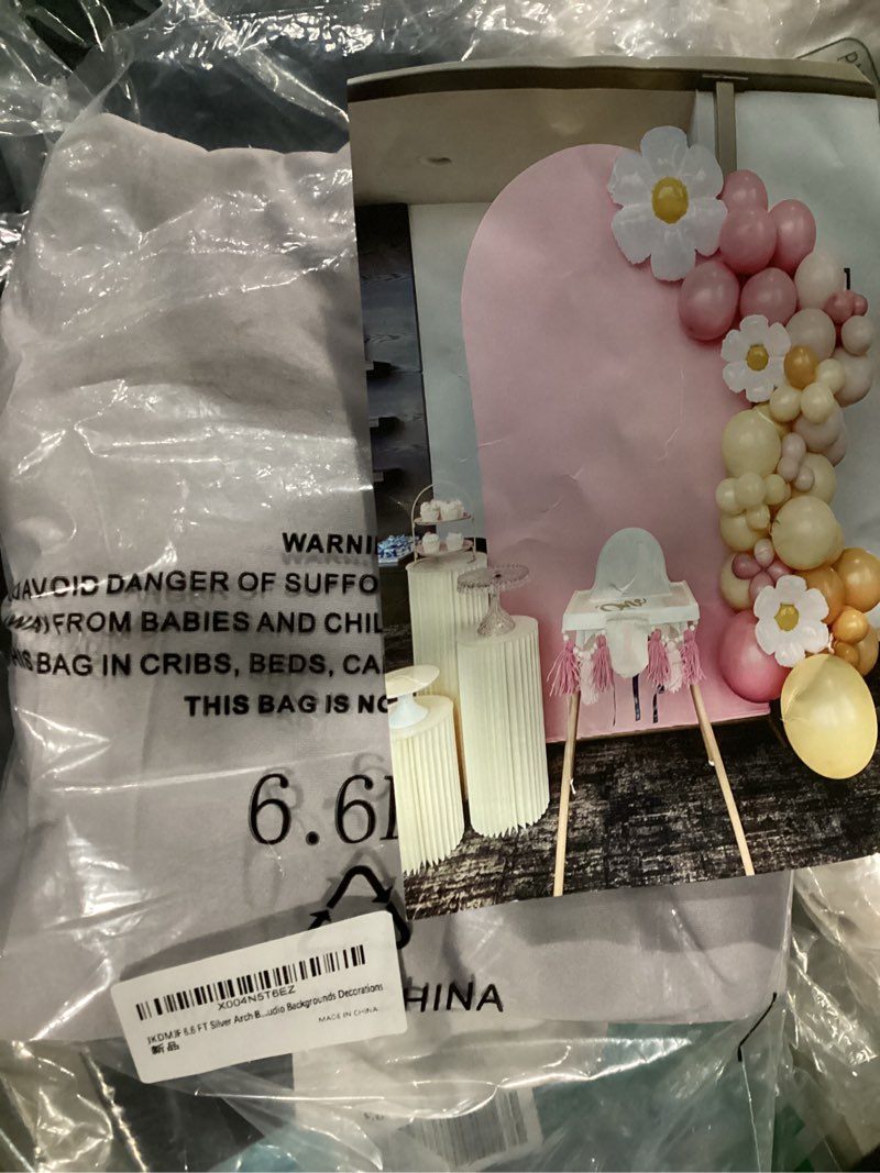 Condition photo showing Good Condition for 7.2 FT Arch Backdrop Cover, Wedding Light Grey Arch Covers Stretchy Backdrop Spandex Fitted for Chiara Stand Birthday Baby Shower Party Ceremony Decoration Light Grey 7.2FT 7.2 FT Light Grey