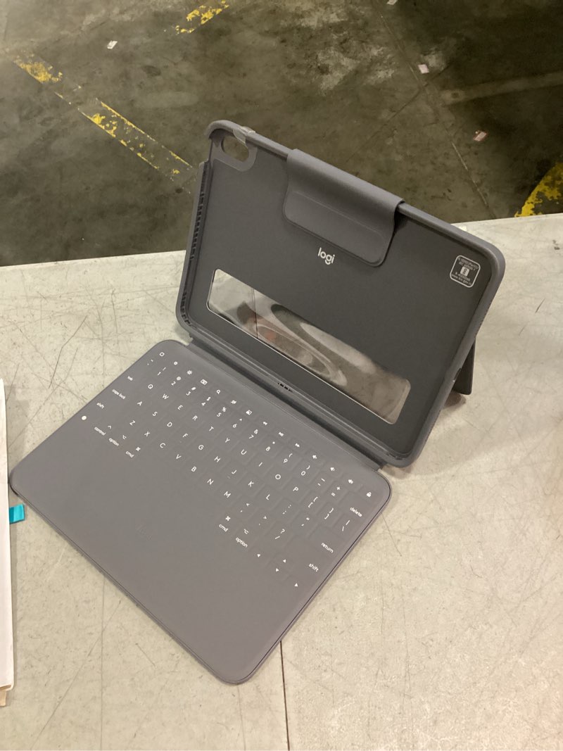 Condition photo showing New/Like New for logitech rugged folio keyboard case for ipad (10th gen & a16) with smart connector and durable spill-proof keyboard - graphite rugged folio tablet keyboard graphite