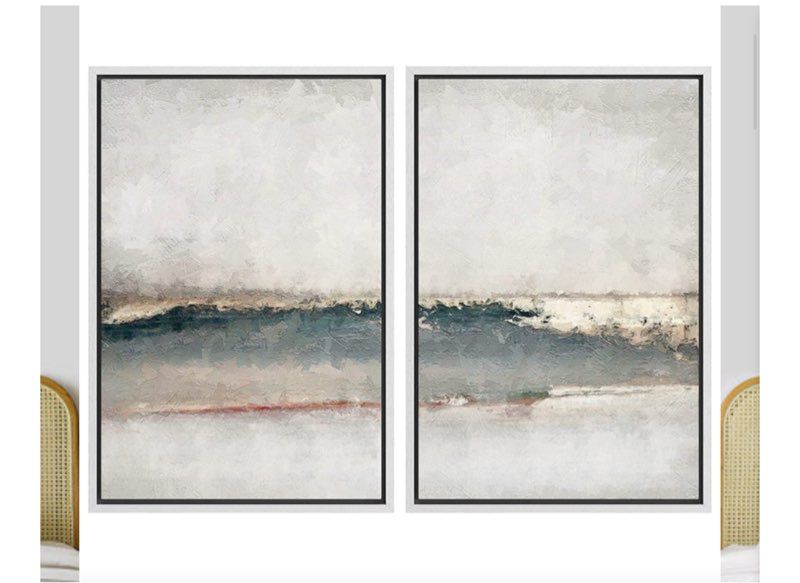 SIGNLEADER Framed Canvas Print Wall Art Set Watercolor Pastel Gray 36.0 H X 48.0 W X 1.5 D In (24x36" Each)