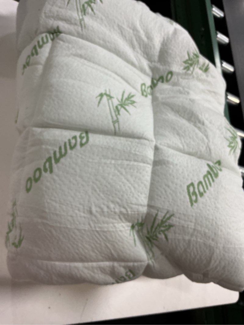 Condition photo showing As Is for niagara sleep solution ultra soft full size mattress topper - viscose made from bamboo pillow top mattress pad for back pain relief - naturally cooling for hot sleepers, green full 1 green