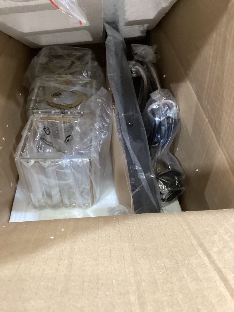 Condition photo showing Good Condition for Modern Crystal Bathroom Vanity Light 3-Light Brass Wall Light Fixtures Over Mirror Black and Gold Vanity Lighting for Bathroom Square Shade Brass Wall Sconce Black Gold-Square Shade 3-Light