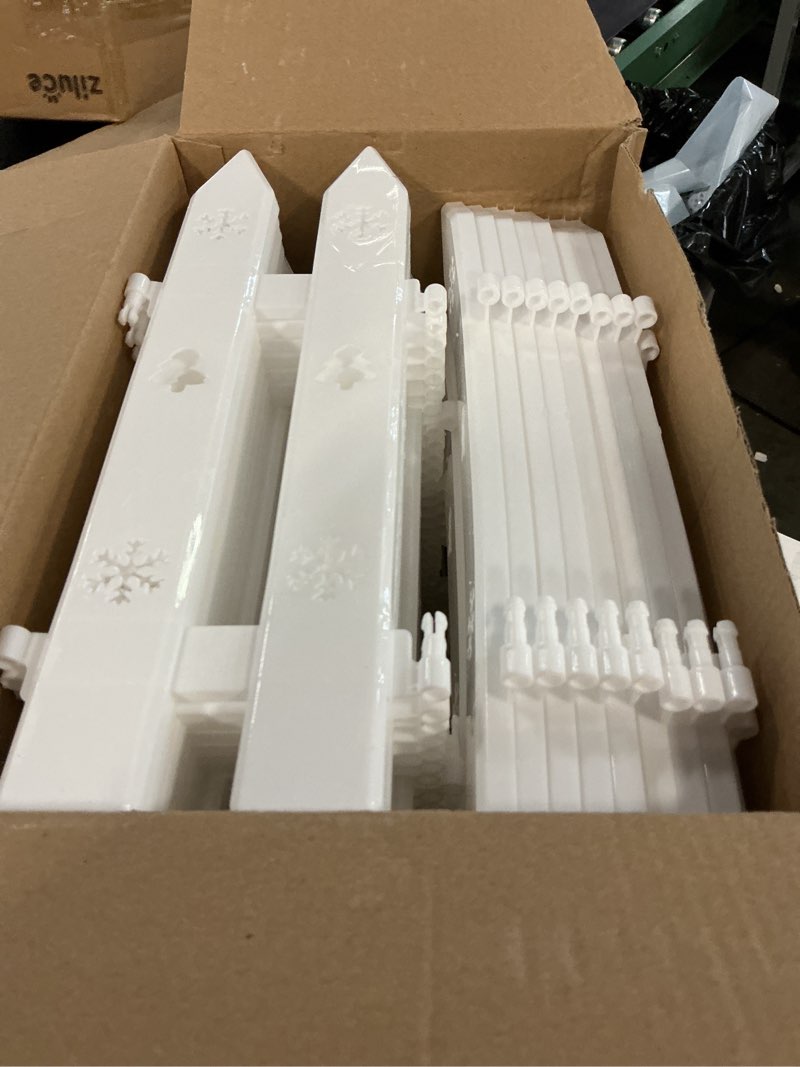 Condition photo showing Good Condition for anglechic 100 pcs white garden fence edging, 29.5ft total plastic picket fence border for flower beds, 12 inch decorative lawn edging landscape guard for yard path small animal & holiday decor white 100