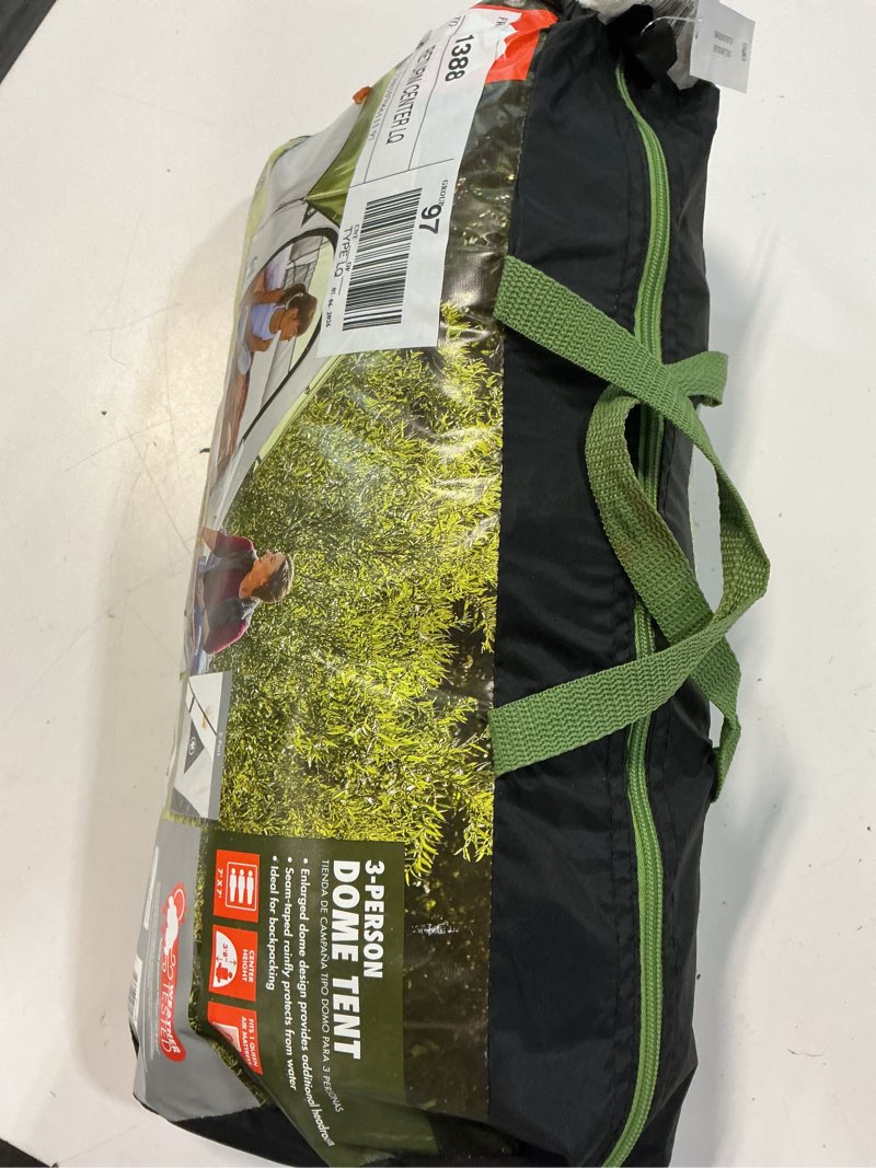 Condition photo showing As Is for ozark trail, 3-person clip & camp dome tent