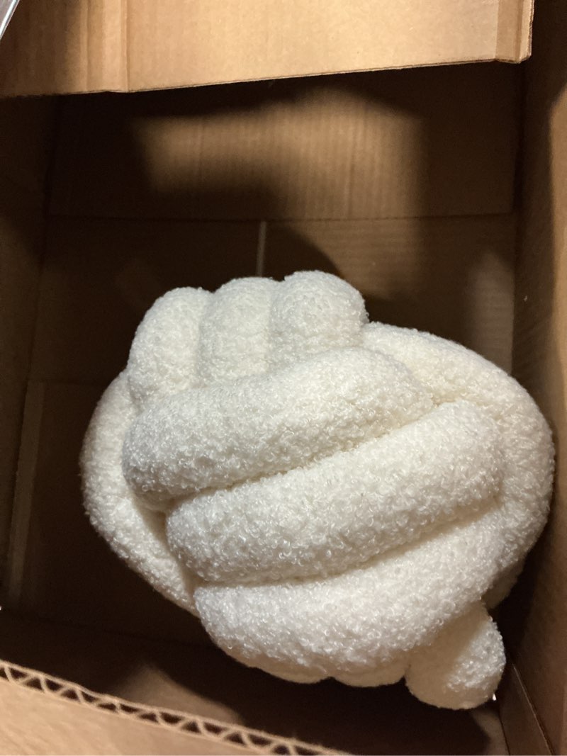 Condition photo showing Good Condition for uvvyui knot pillow ball, soft home decorative round throw pillow, handmade knotted plush pillow, round boucle pillow cushion (8.6 inches ivory) ivory small (pack of 1)