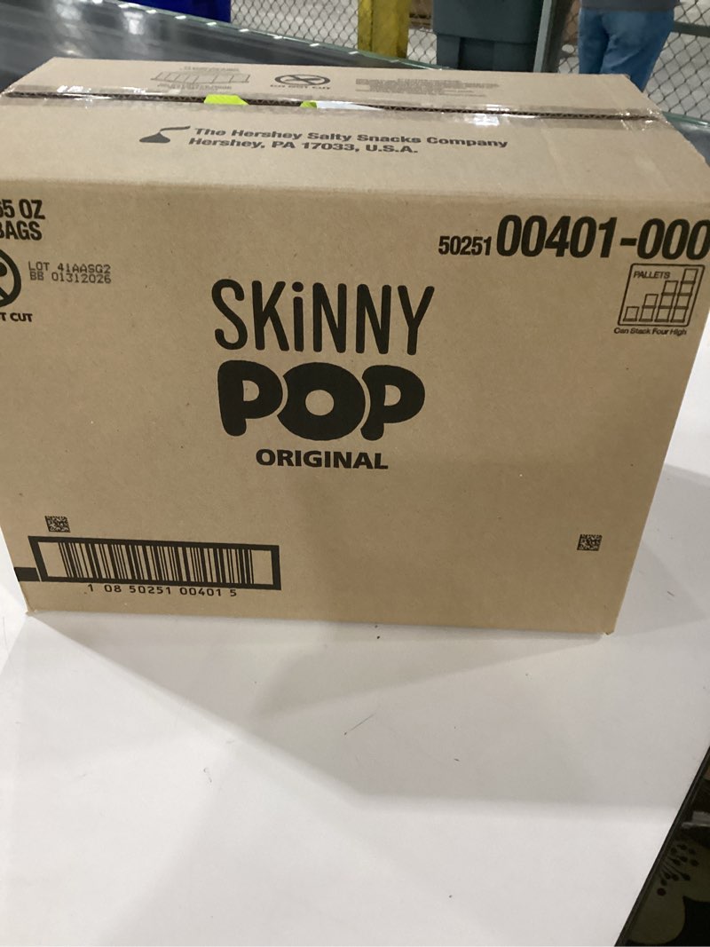 Condition photo showing New/Like New for skinnypop popcorn, original, whole grain, dairy-free snack, 0.65oz bags (30ct) original 0.65 ounce (pack of 30)
best buy date 01-12-2026
