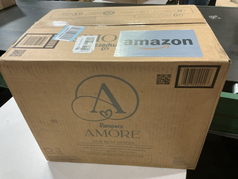 Condition photo showing New/Like New for Pampers Amore, Size 3 (13-26 lbs), 168 Count, Our Best Diaper – Hypoallergenic & Fragrance Free, Up to 100% Leakproof, Soft as Cashmere Size 3 168