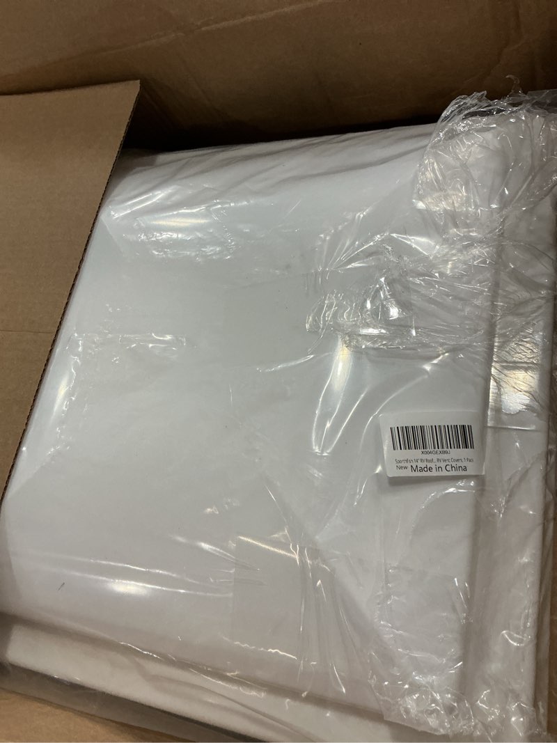 Condition photo showing New/Like New for rv vent cover 14" roof vent lid for universal rv, trailer, camper, motorhome roof replacement ceiling vent covers, plastic square skylight cover liftable, 1 pack white