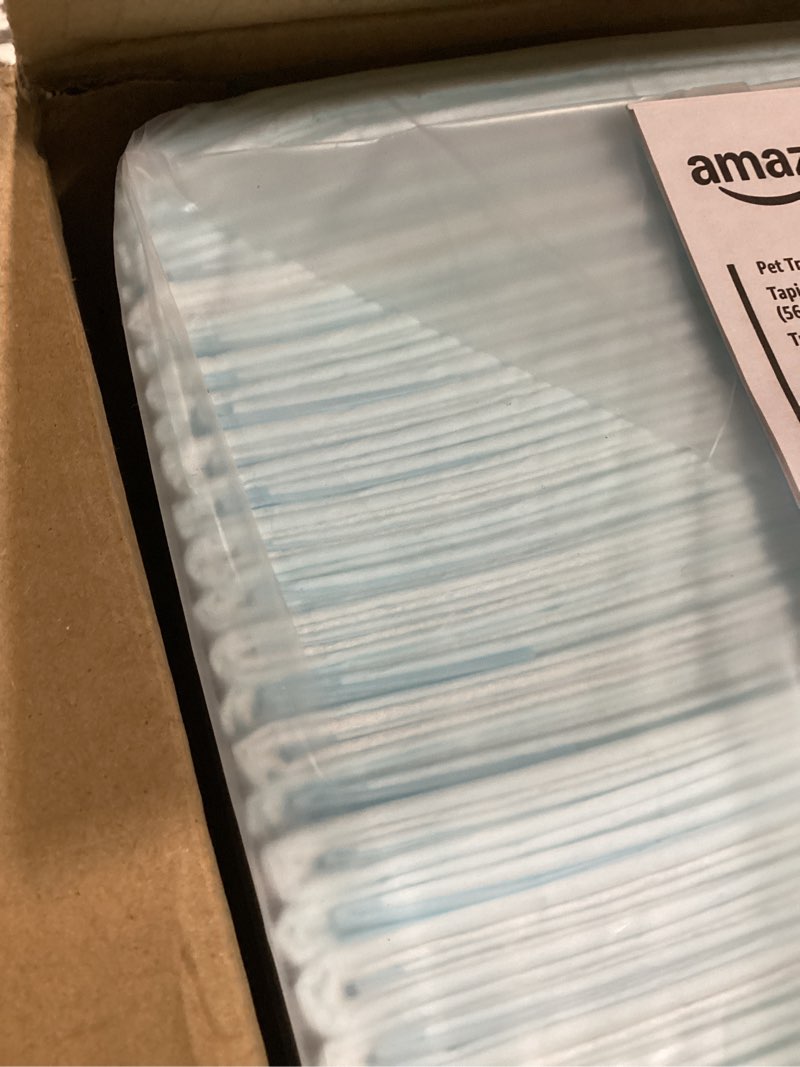 Condition photo showing New/Like New for amazon basics dog and puppy pee pads, 5-layer leak-proof super absorbent, quick-dry surface, potty training, regular (22x22"), 100 count, blue & white regular (100 count)