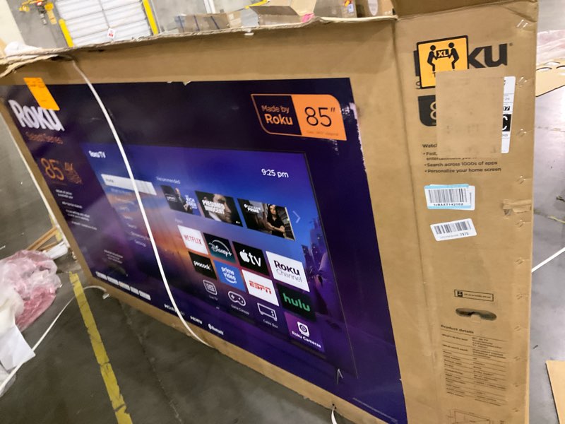 Condition photo showing New/Like New for Roku Smart TV 2025 – 85-Inch Select Series, 4K HDR TV – RokuTV with Enhanced Voice Remote – Flat Screen LED Television with Wi-Fi for Streaming Live Local News, Sports, Family Entertainment TV only 85"