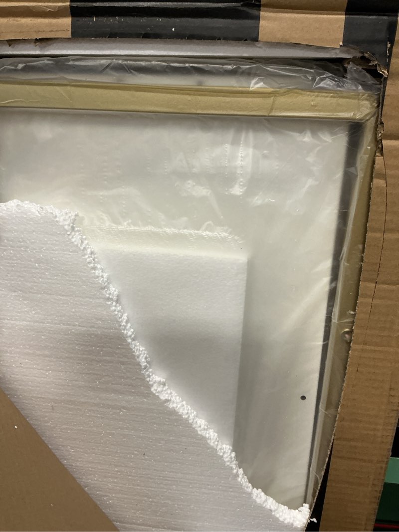 Condition photo showing Good Condition for SUPERJARE 35.4" White and Gold Desk with 2 Drawers, Modern Makeup Vanity with Padded Stool, Small Computer Desk Home Office Desk for Writing Study Bedroom Gold and White 35.4 inch