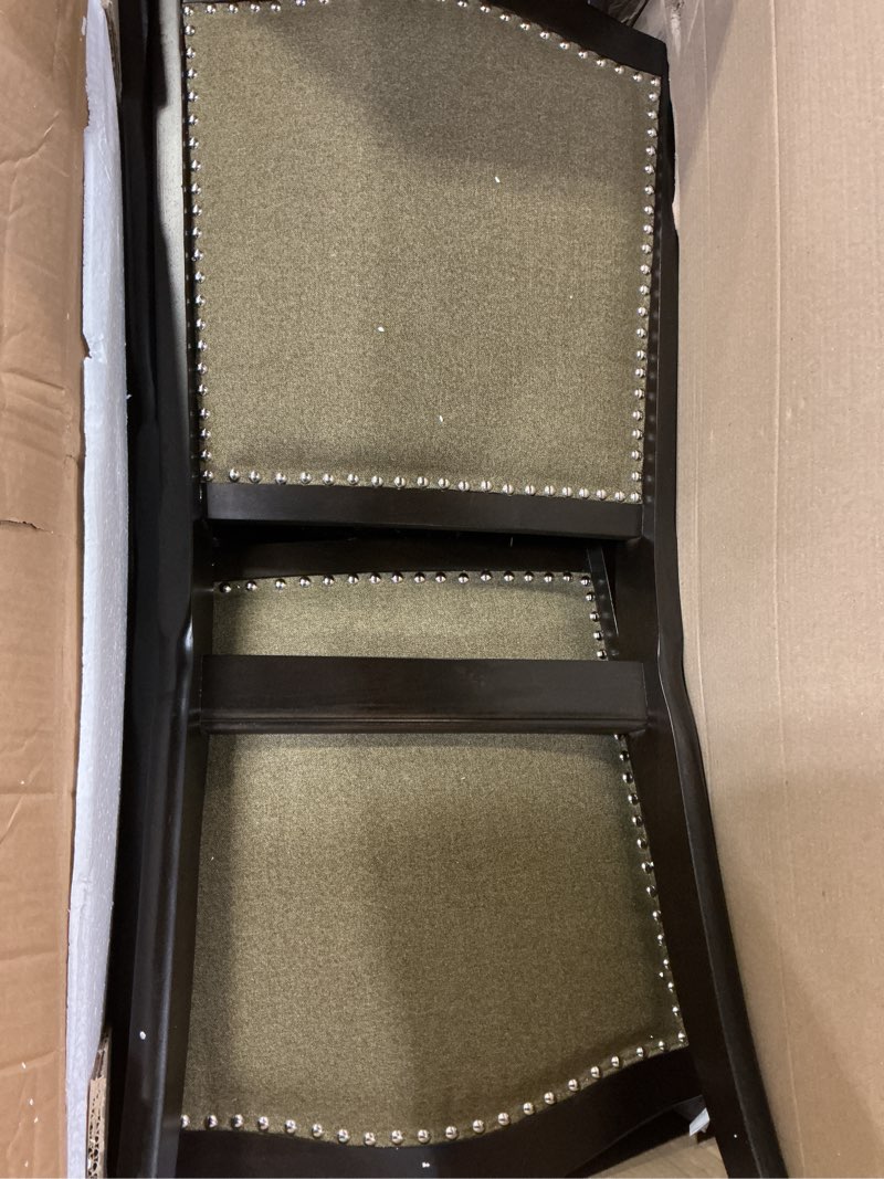 Condition photo showing Good Condition for Homelegance Marston Sophisticated Dining Chairs with Serpentine Back with Nail Head Accent (Set of 2), Cherry Nailhead Dining Chair