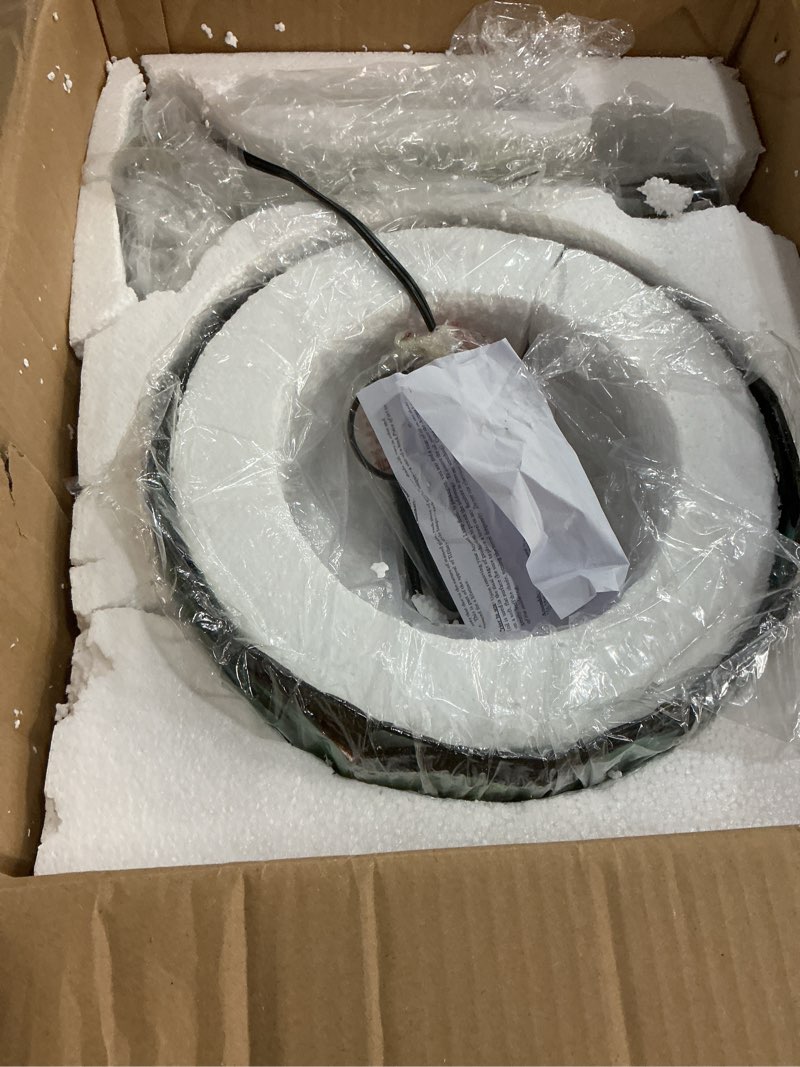 Condition photo showing As Is for Tiffany Table Lamp,Tulip Table Lamp,12X12X19 Inch Tiffany Style Stained Glass Light,with Metal Leaf Base Decor Style Lamp.