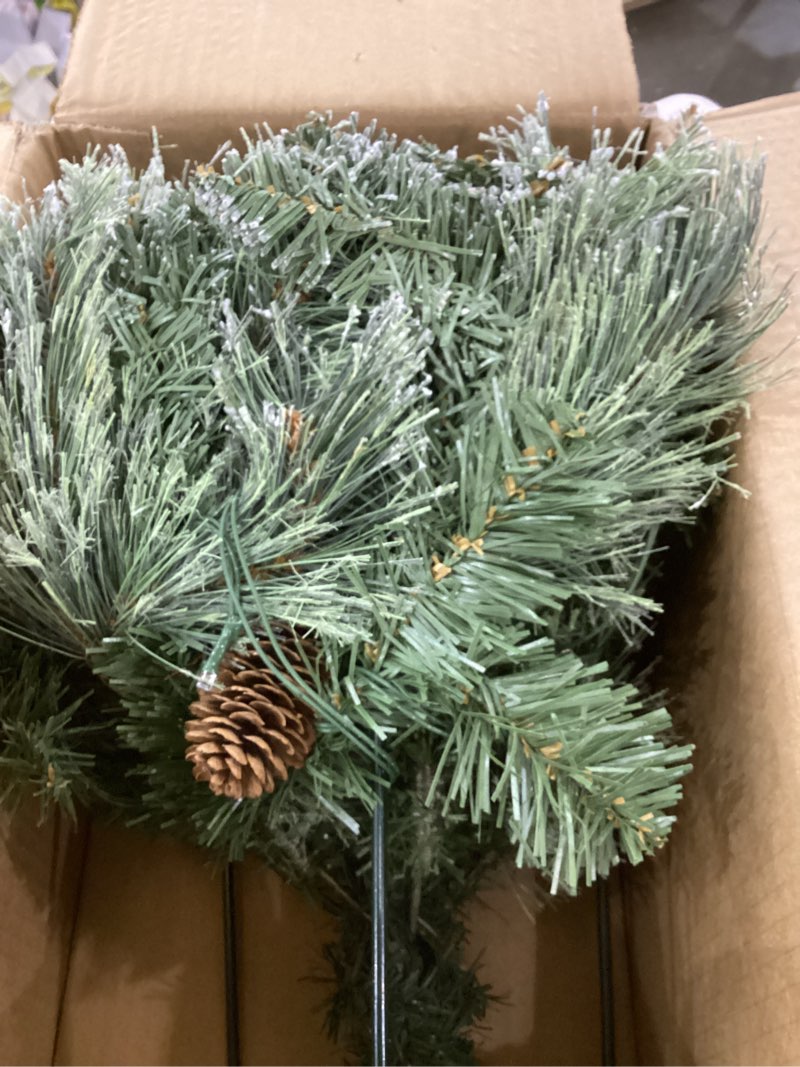 Condition photo showing Good Condition for Prelit Artificial Christmas Tree Urn Fillers, Battery Operated Holiday Planter Filler with 50 Multi-Color Lights, Cones Christmas Decor for Porch Pathway Garden Yard Green & Colored Light 1ft 6in