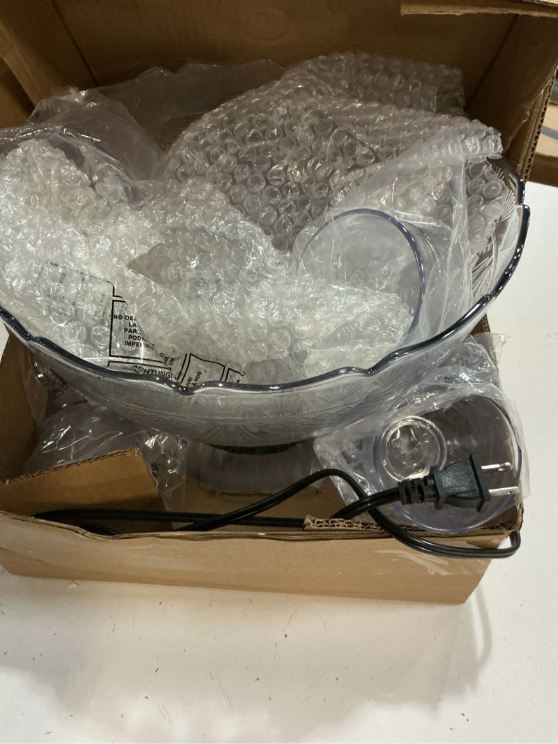 Condition photo showing Good Condition for nostalgia lpf230 3-tier lighted party fountain, holds 1.5 gallons, led lighted base, includes 8 reusable cups deluxe party fountain