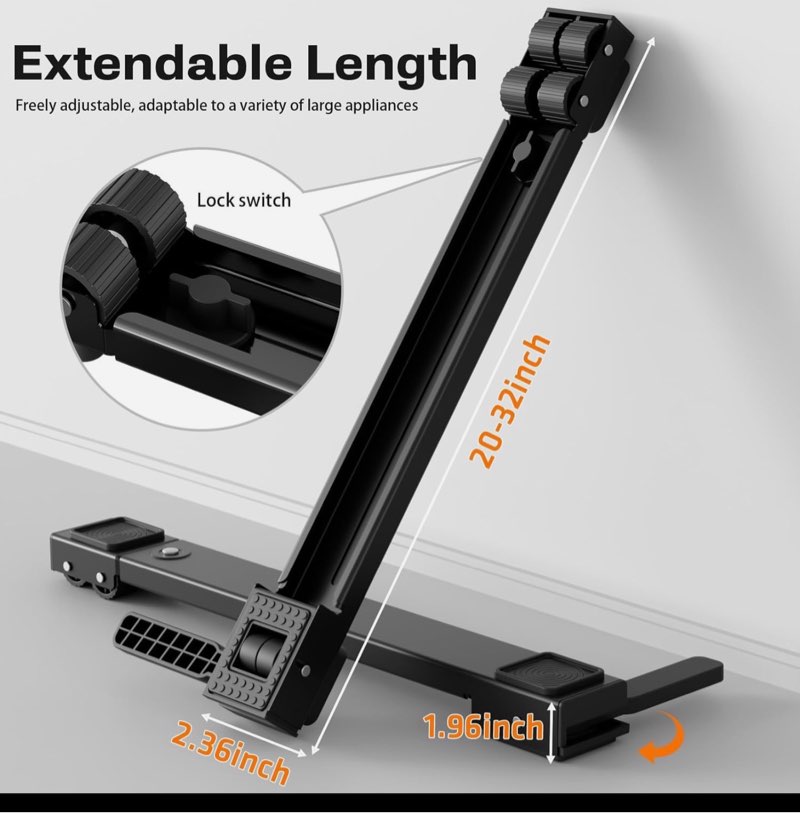 appliance rollers heavy duty,newest extendable appliance sliders,liftable washing machine base,easily move washer and dryer machines,refrigerators,furniture-black