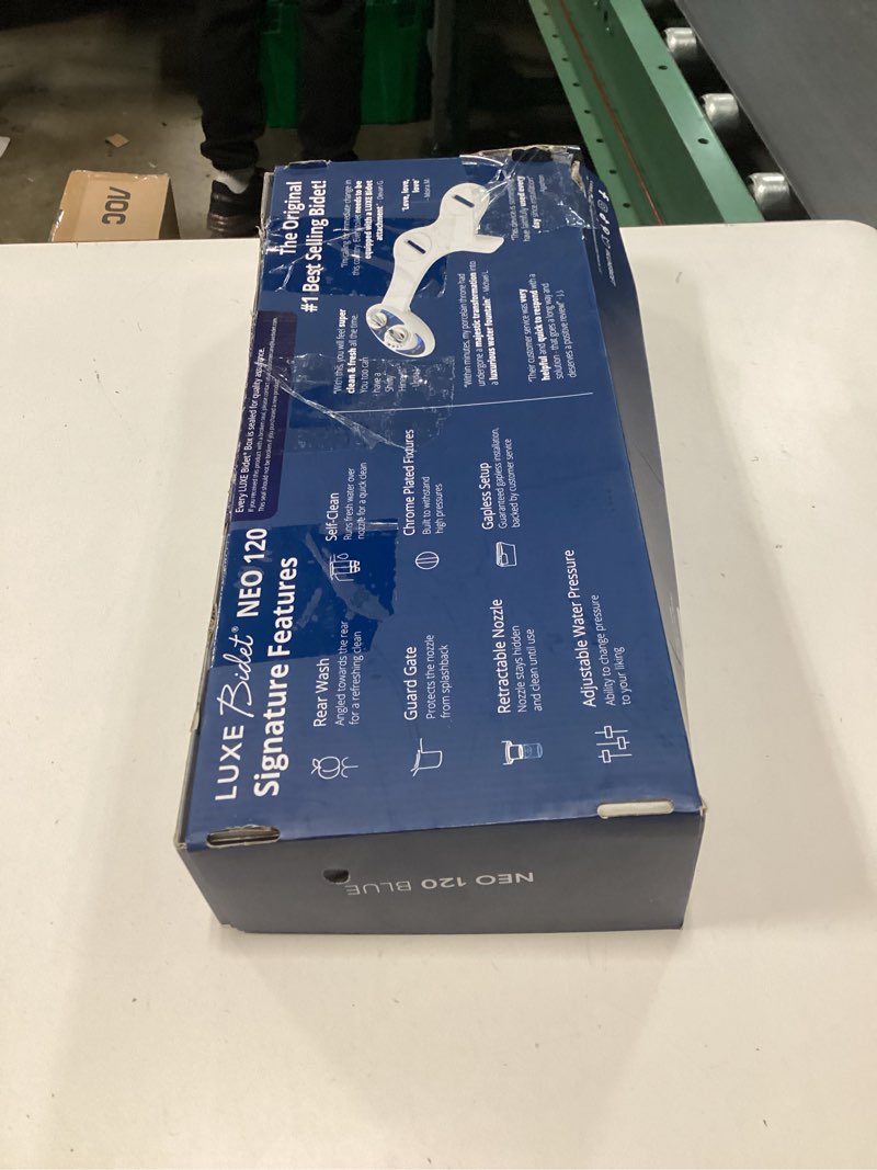 Condition photo showing New/Like New for luxe bidet neo 120 - single nozzle, self-cleaning, non-electric bidet attachment for toilet seat, adjustable water pressure, rear wash (blue)