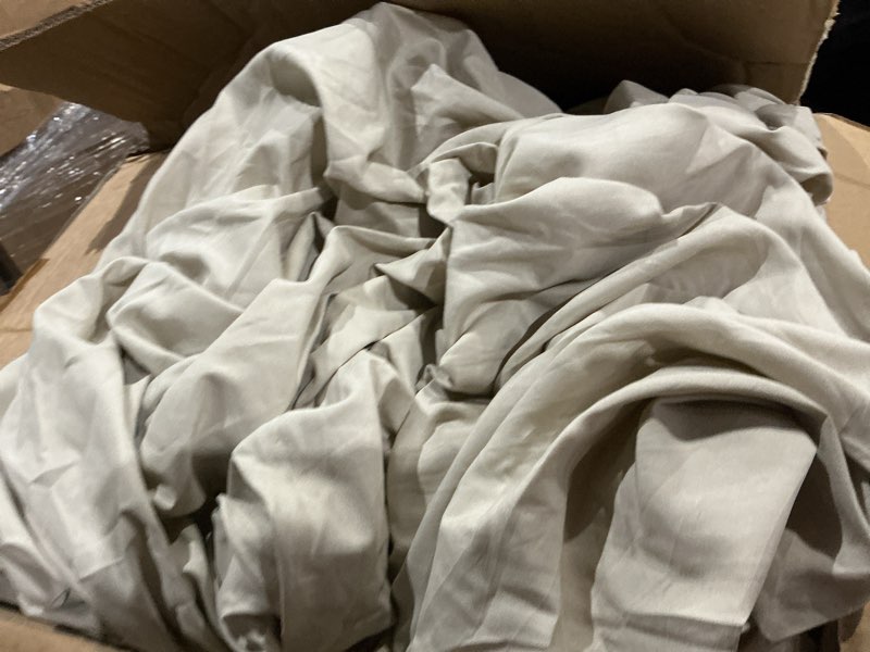 Condition photo showing As Is for Ruffle Beige Grey Bedding Sets with Sheets 5 Pieces King Bed in A Bag Set Seersucker Ruffled Comforter Set for Women Fluffy Shabby Chic Bed Sets All Seasons(Beige Grey, King) Beige Grey King(5-piece)