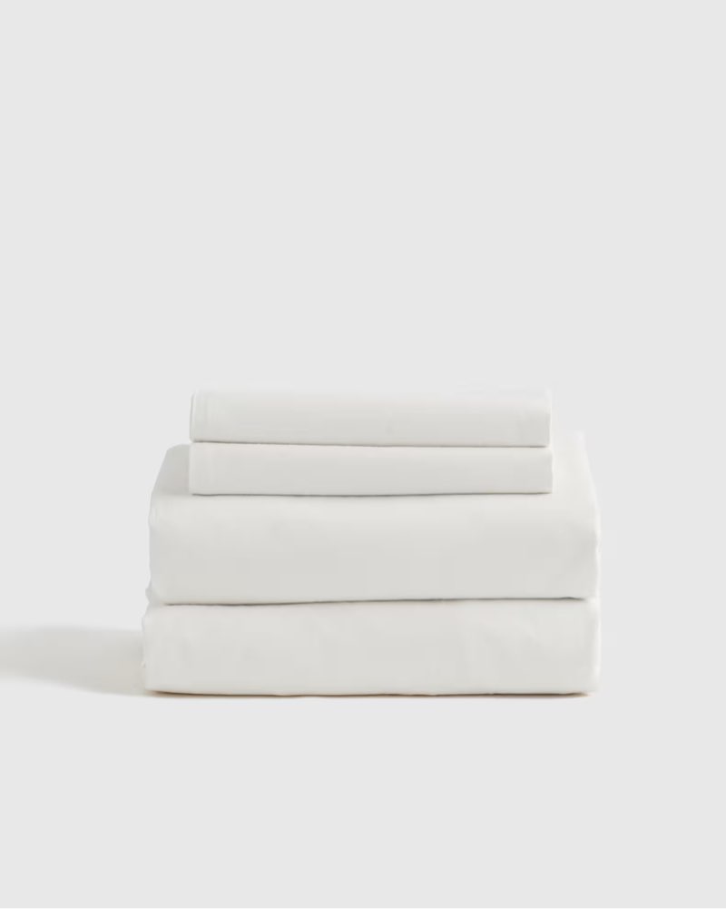quince organic brushed cotton sheet set queen, white 