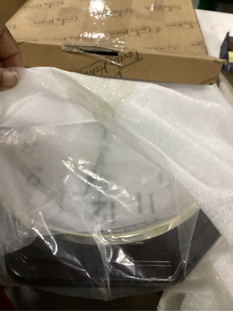 Condition photo showing As Is for pendulum wall clock battery operated - 18x11 real wood regulator clock - schoolhouse design with pendulum - quiet, non-chiming - wooden wall decor for living room decor, home, office and gift light wood with arabic numerals