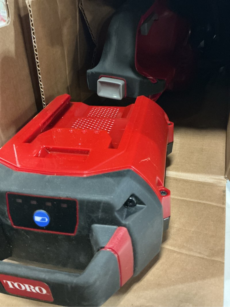 Condition photo showing As Is for toro flex-force 60-volt max 24-in battery hedge trimmer 2.5 ah (battery and charger included)