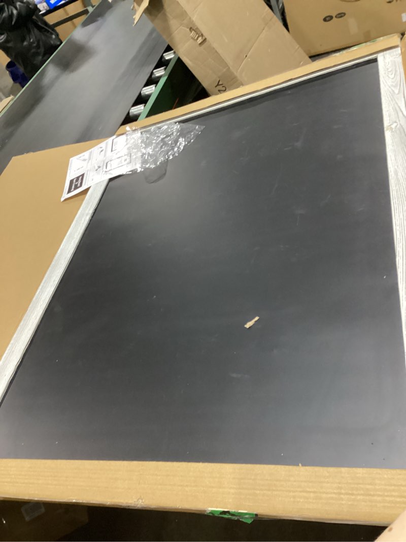 Condition photo showing Good Condition for Loddie Doddie Magnetic Chalkboard - 46" x 34.5 Rustic White Frame - Large Erasable Board for Wall Decor & Kitchen - Hanging Black Chalkboard - Framed Magnetic Blackboard 46x34.5 White Rustic Frame