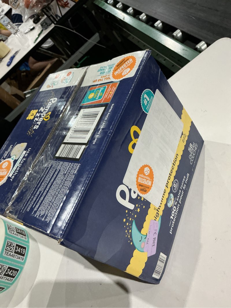 Condition photo showing New/Like New for pampers zzz overnight diapers, size 4 (22-37 lbs), 58 count, nighttime protection disposable baby diaper, night time leak and skin protection size 4 58