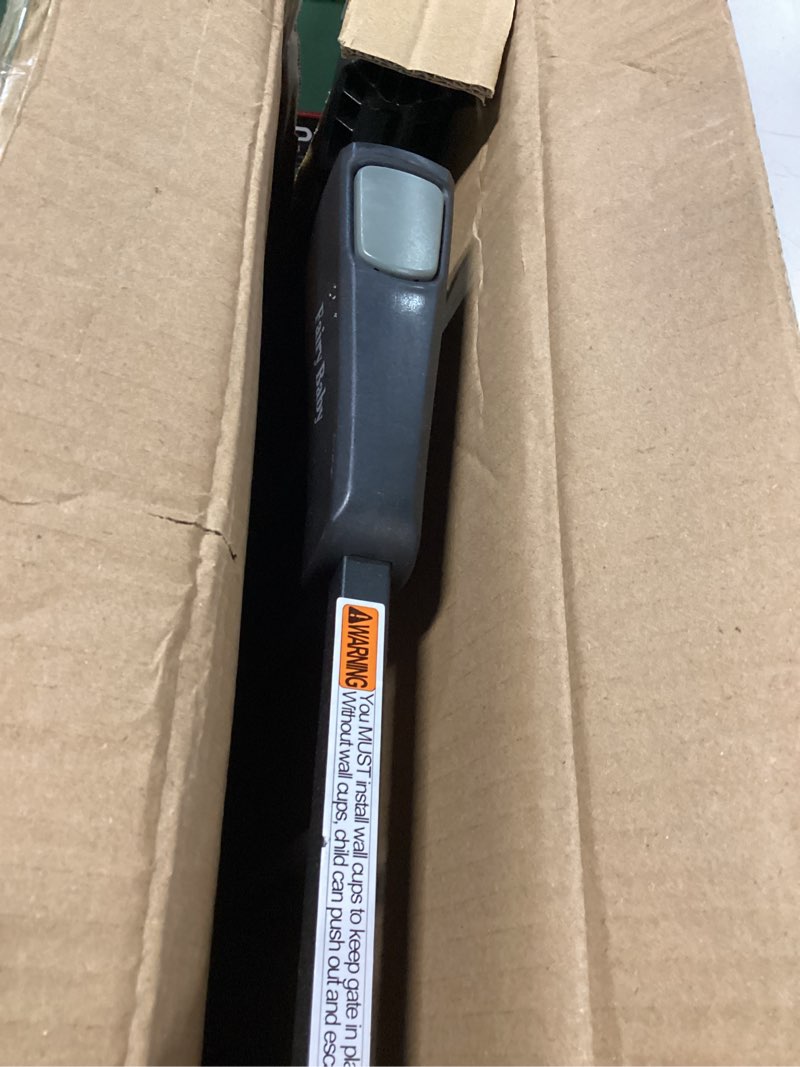 Condition photo showing As Is for Fairy Baby Narrow Baby Gate 24.0"-26.7" Inch Wide, 38" Tall Pressure Mounted Auto-Close Dog Gate for Small Stairs and Doorways, Metal Safety Gate Indoor for Kids and Pets with NO Extensions, Black