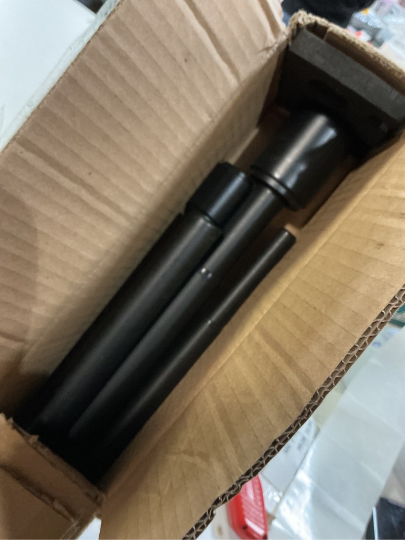 Condition photo showing As Is for Double Curtain Rods 72-144", Matte Black Double Curtain Rods with Cap Finials, 1 Inch Front and 5/8 Inch Back Double Drapery Rod, Adjustable Dual Curtain Rod Black Double Window Treatment Rods Matte Black Double Rod 72-144"